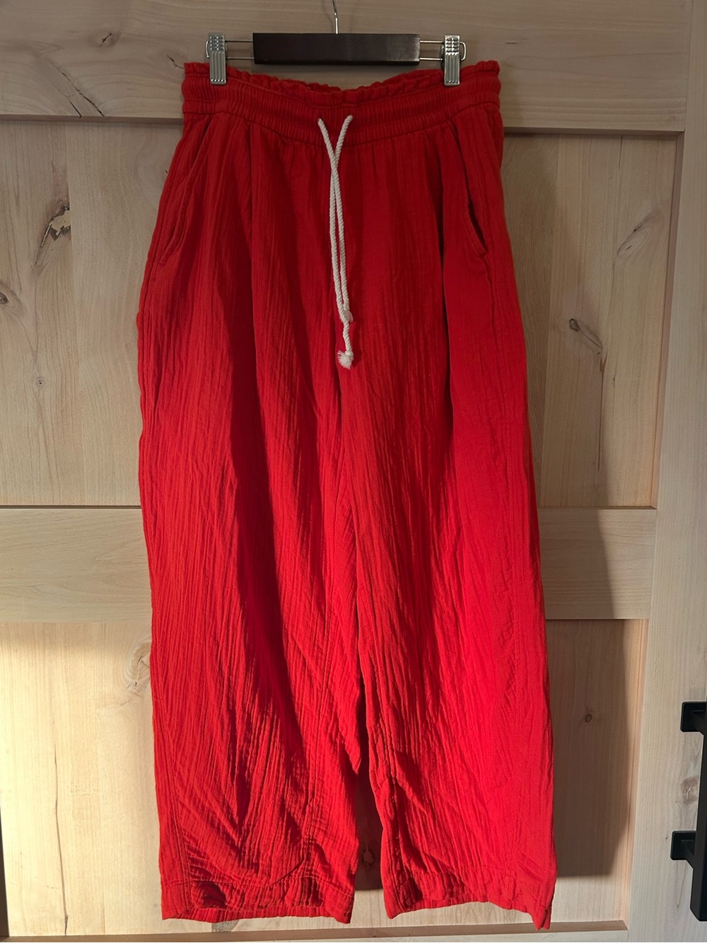 Old Navy Women’s Vibrant Orange double gauze cotton barrel drawstring pants Smal